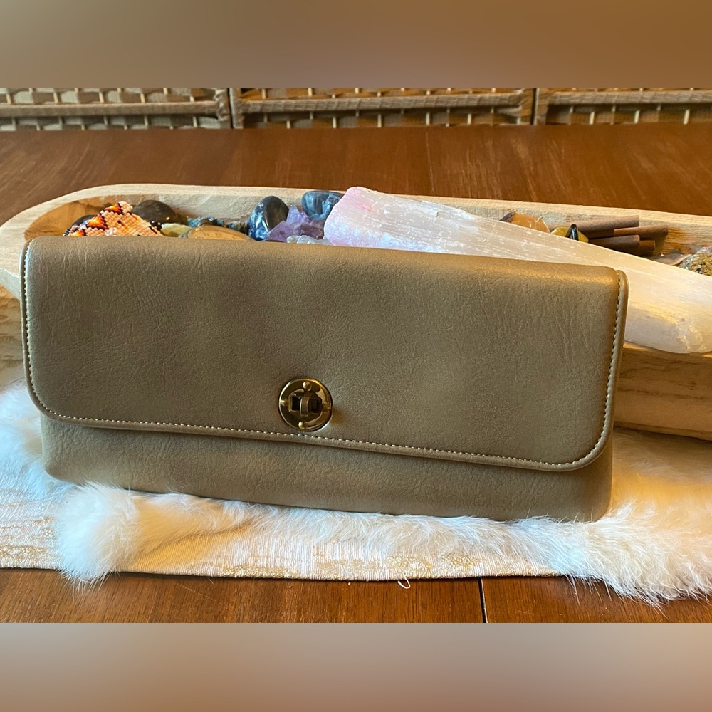 Elegant Tan Vintage Clutch Bag Saks 5th Avenue